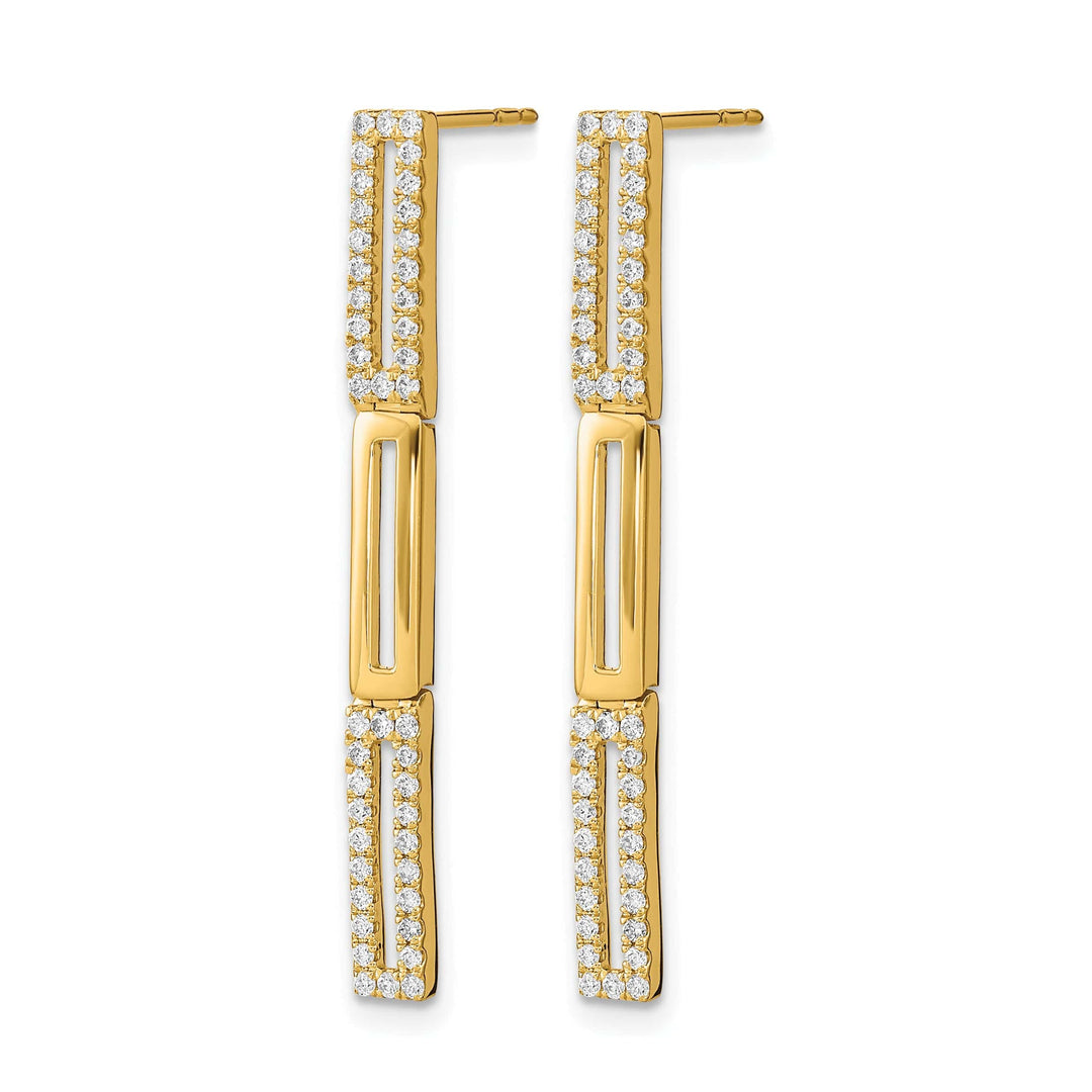 Lovely Rita's Earrings 14k Yellow Gold 3 Rectangle Link 1/2 CT Diamond Post Earrings