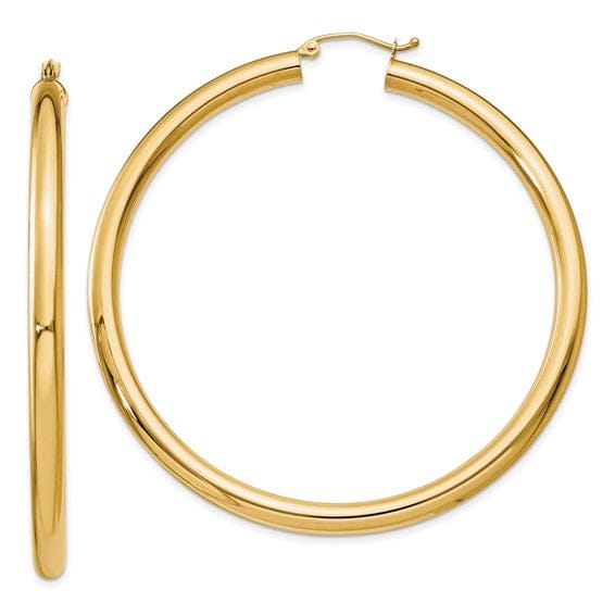 Lovely Rita's Earrings 14k Yellow Gold 4MM x 60MM Tube Hoop Earrings