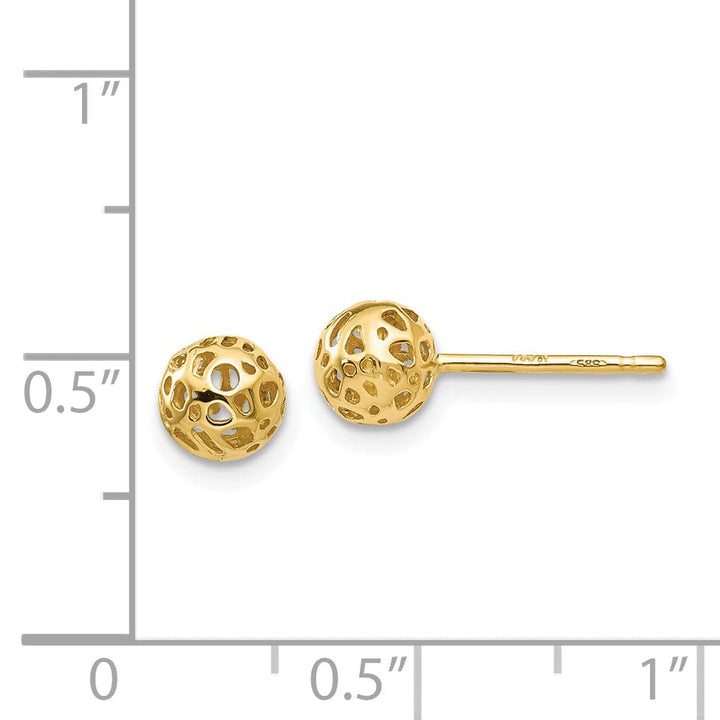 Lovely Rita's Earrings 14K Yellow Gold Artistic Polished 5.5mm Fancy Ball Post Earrings