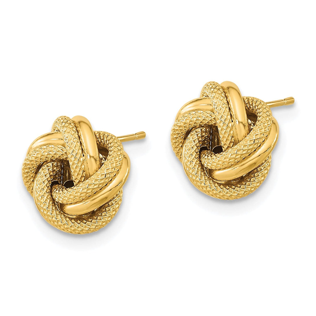 Lovely Rita's Earrings 14K Yellow Gold Beautiful Polished 10mm Double Love Knot Post Earrings