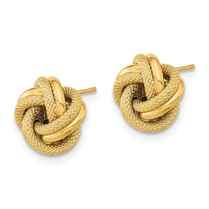 Lovely Rita's Earrings 14K Yellow Gold Beautiful Polished 10mm Double Love Knot Post Earrings