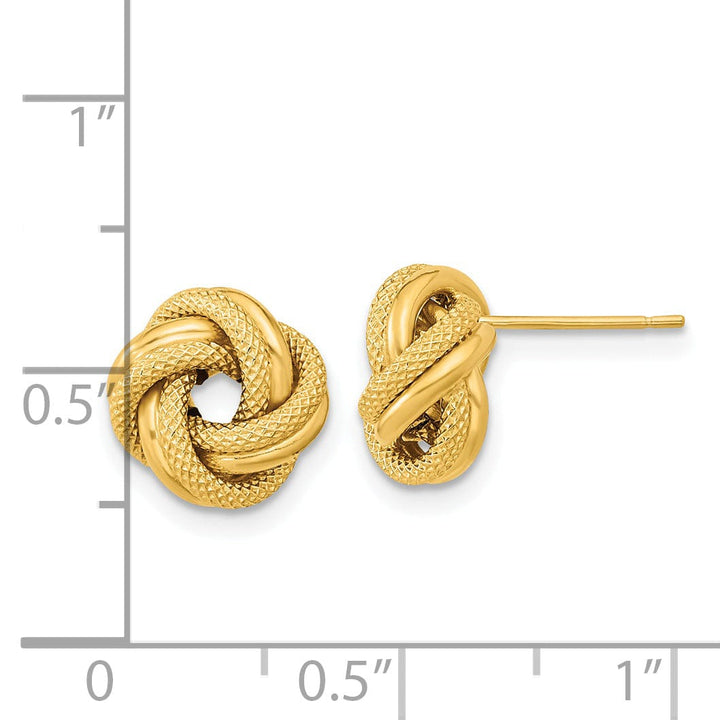 Lovely Rita's Earrings 14K Yellow Gold Beautiful Polished 10mm Double Love Knot Post Earrings