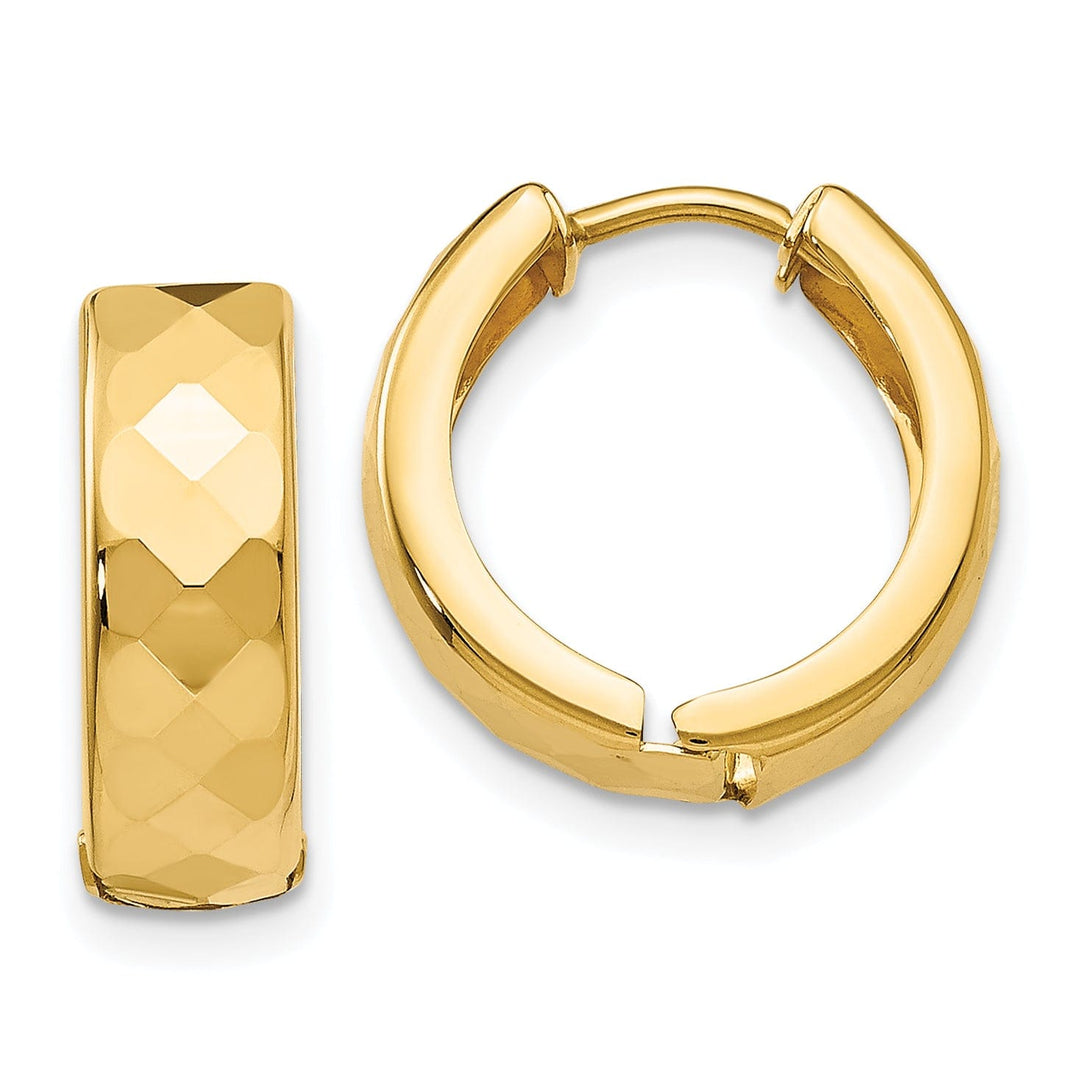 Lovely Rita's Earrings 14K Yellow Gold Beautiful Polished 14mm Round Hinged Hoop Earrings