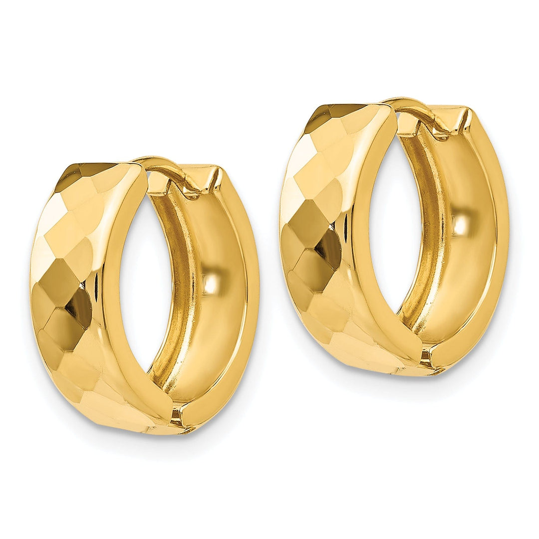Lovely Rita's Earrings 14K Yellow Gold Beautiful Polished 14mm Round Hinged Hoop Earrings