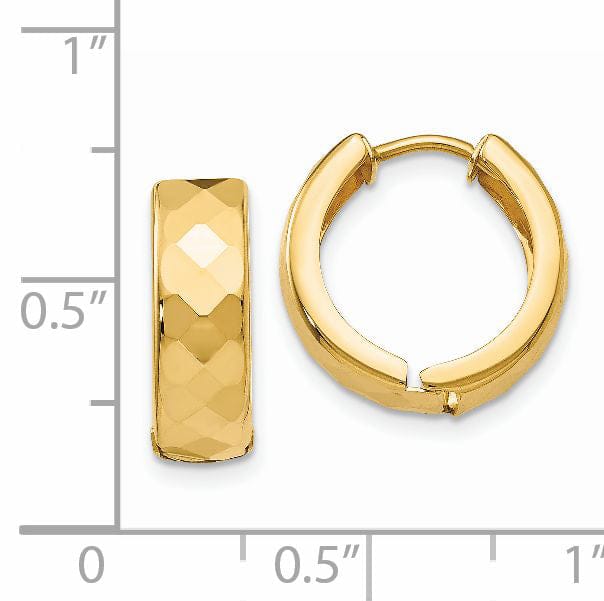 Lovely Rita's Earrings 14K Yellow Gold Beautiful Polished 14mm Round Hinged Hoop Earrings