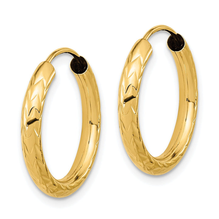 Lovely Rita's Earrings 14K Yellow Gold Bold D.C 3.00x20mm Endless Hoop Earrings