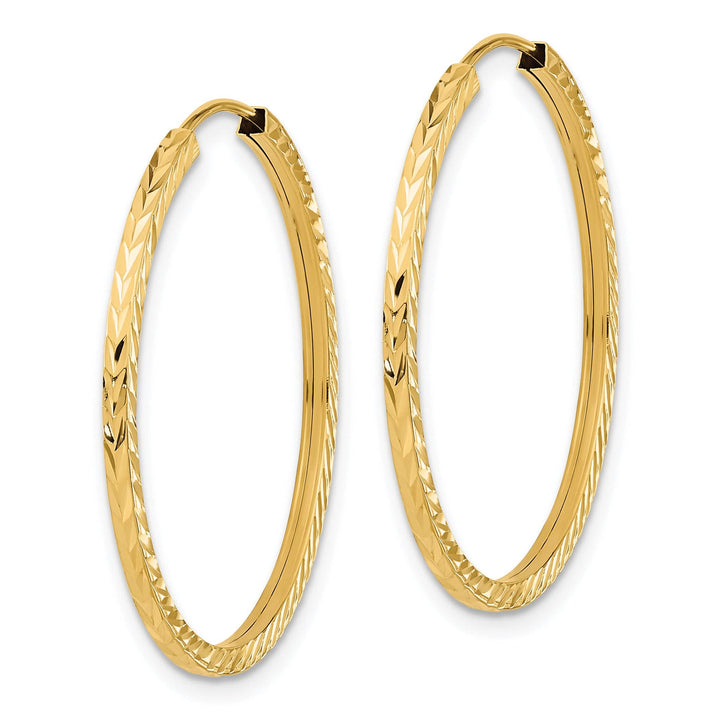 Lovely Rita's Earrings 14K Yellow Gold Bold D.C Square-Tube 1.35x30mm Endless Hoop Earrings
