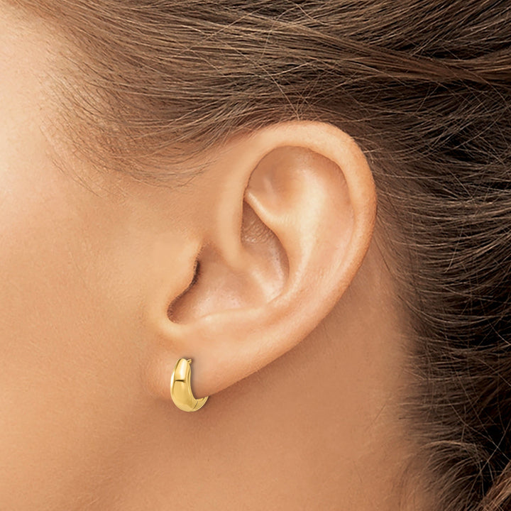 Lovely Rita's Earrings 14K Yellow Gold Bold Polished 11.5mm Round Huggie Hinged Hoop Earrings