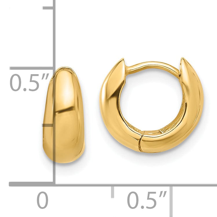 Lovely Rita's Earrings 14K Yellow Gold Bold Polished 11.5mm Round Huggie Hinged Hoop Earrings