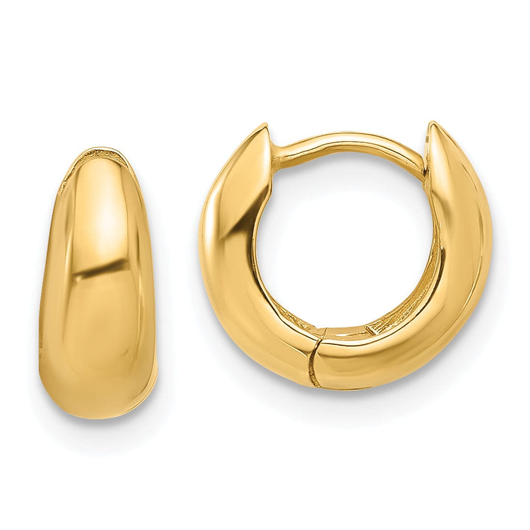 Lovely Rita's Earrings 14K Yellow Gold Bold Polished 11.5mm Round Huggie Hinged Hoop Earrings