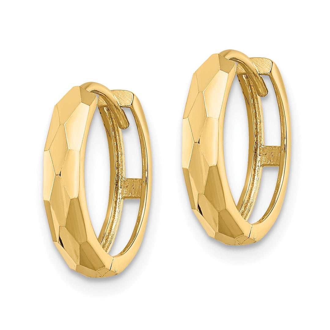 Lovely Rita's Earrings 14K Yellow Gold Bold Polished 14.52mm Faceted Hinged Hoop Earrings