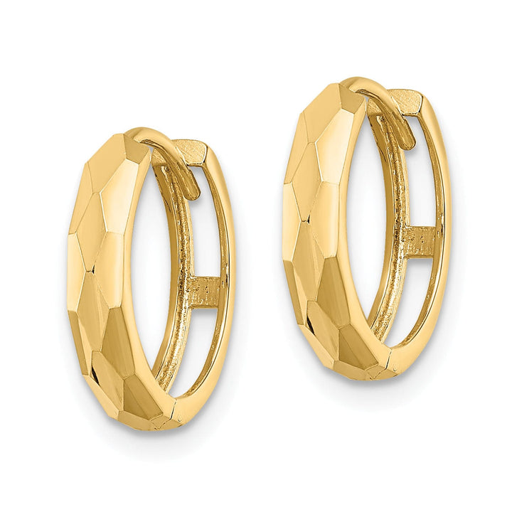 Lovely Rita's Earrings 14K Yellow Gold Bold Polished 14.52mm Faceted Hinged Hoop Earrings
