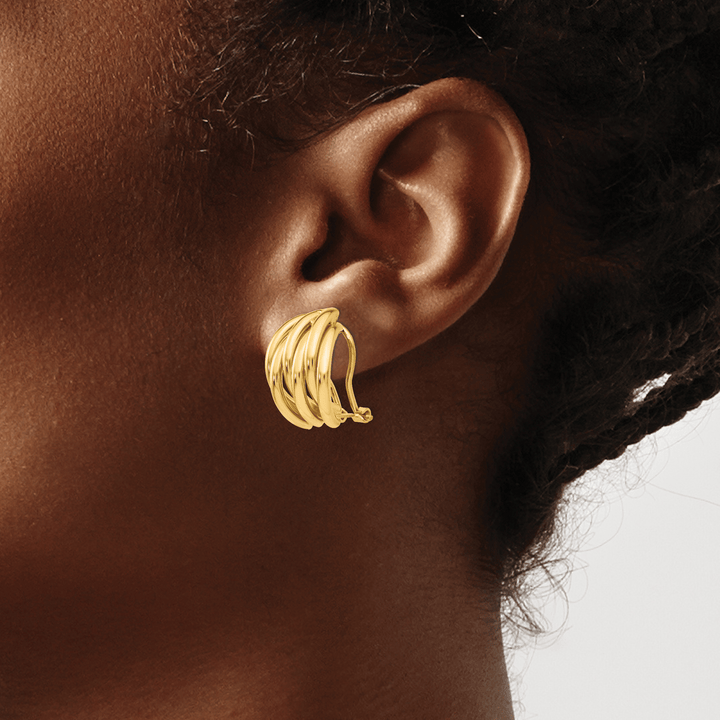 Lovely Rita's Earrings 14K Yellow Gold Bold Polished 16mm Omega Back Post Earrings