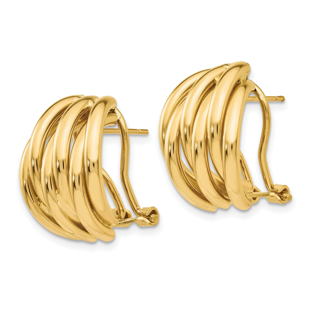 Lovely Rita's Earrings 14K Yellow Gold Bold Polished 16mm Omega Back Post Earrings