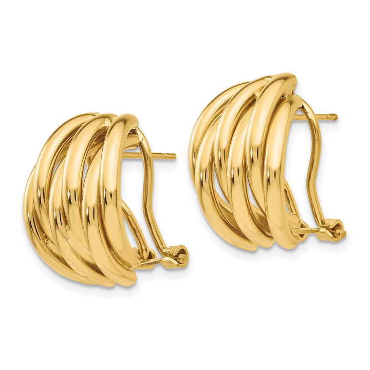 Lovely Rita's Earrings 14K Yellow Gold Bold Polished 16mm Omega Back Post Earrings