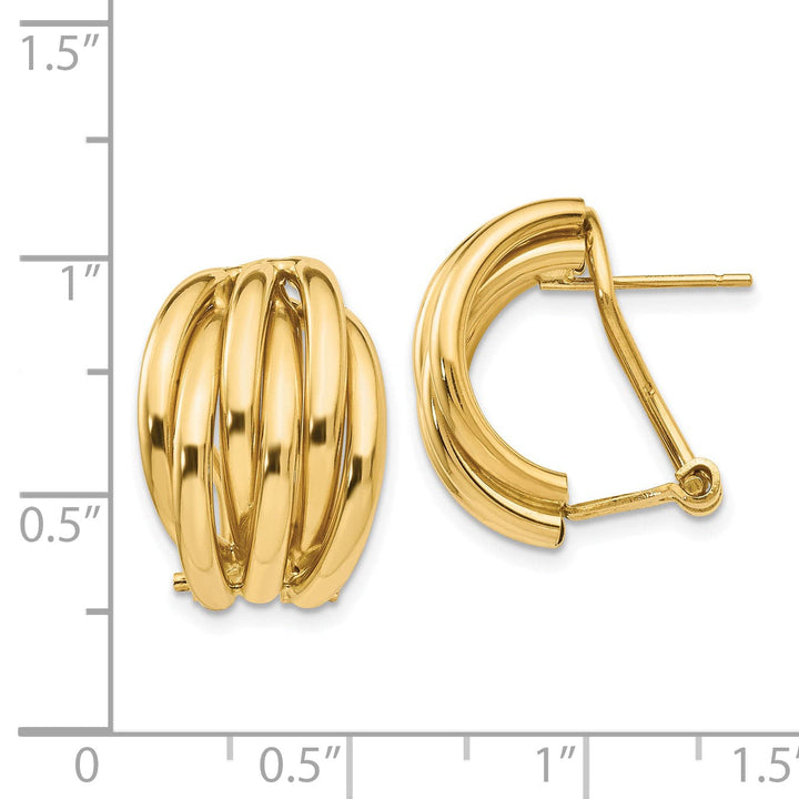 Lovely Rita's Earrings 14K Yellow Gold Bold Polished 16mm Omega Back Post Earrings