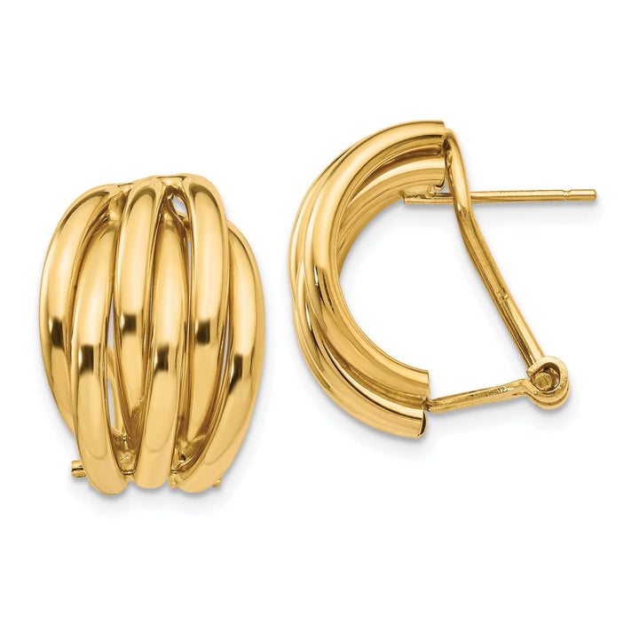 Lovely Rita's Earrings 14K Yellow Gold Bold Polished 16mm Omega Back Post Earrings
