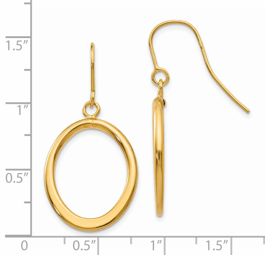 Lovely Rita's Earrings 14K Yellow Gold Bold Polished 18mm Tapered Flat Oval Dangle Earrings