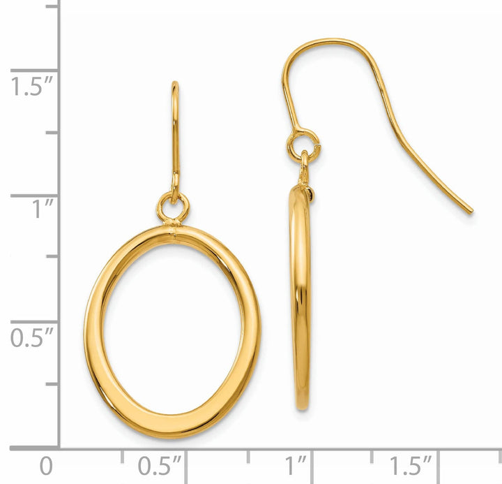 Lovely Rita's Earrings 14K Yellow Gold Bold Polished 18mm Tapered Flat Oval Dangle Earrings