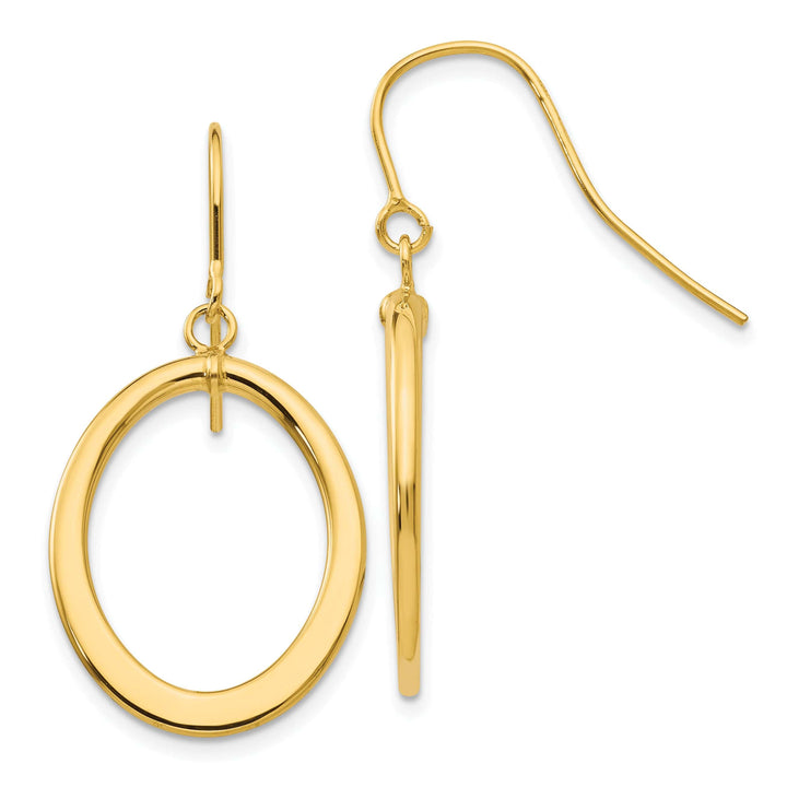 Lovely Rita's Earrings 14K Yellow Gold Bold Polished 18mm Tapered Flat Oval Dangle Earrings