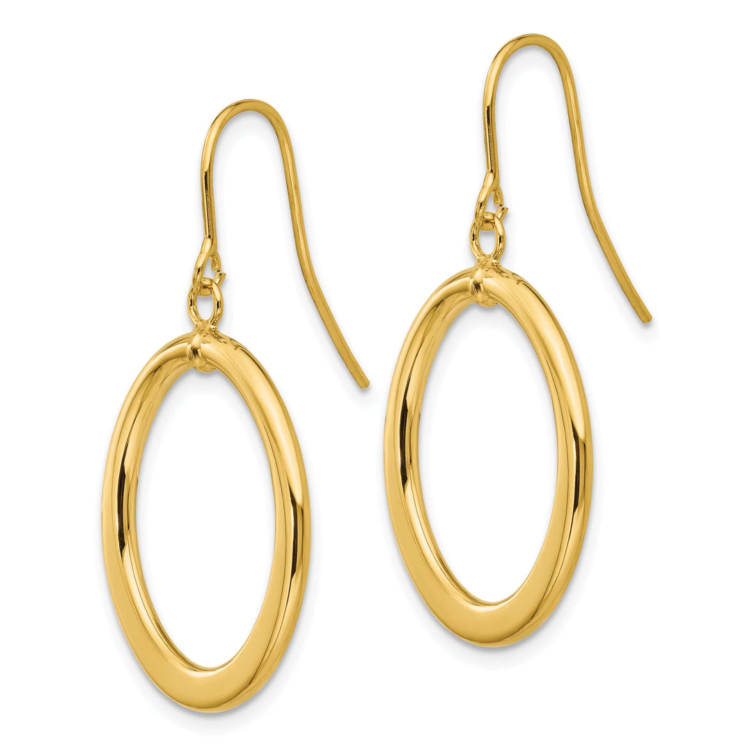 Lovely Rita's Earrings 14K Yellow Gold Bold Polished 18mm Tapered Flat Oval Dangle Earrings