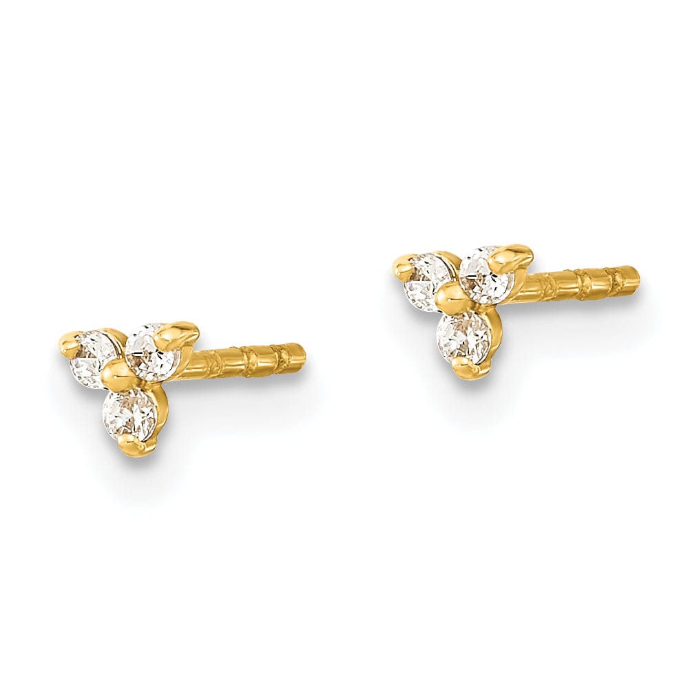 Lovely Rita's Earrings 14K Yellow Gold Bold Polished 3.4mm CZ Triangle Post Earrings