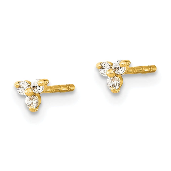 Lovely Rita's Earrings 14K Yellow Gold Bold Polished 3.4mm CZ Triangle Post Earrings