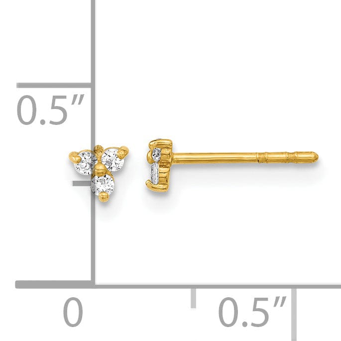 Lovely Rita's Earrings 14K Yellow Gold Bold Polished 3.4mm CZ Triangle Post Earrings