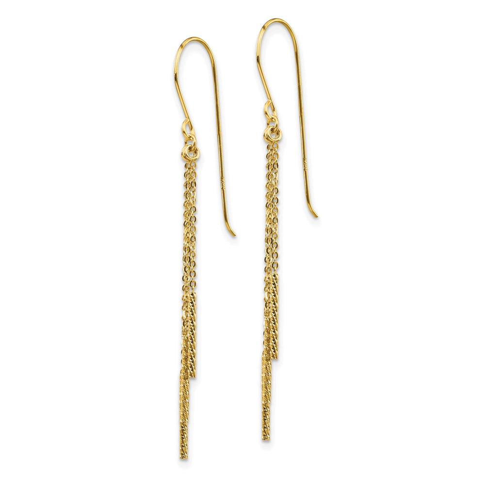 Lovely Rita's Earrings 14K Yellow Gold Bold Polished 3 mm Chain Bar Shepherd Hook Earrings
