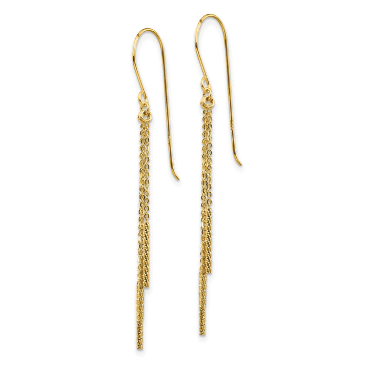 Lovely Rita's Earrings 14K Yellow Gold Bold Polished 3 mm Chain Bar Shepherd Hook Earrings