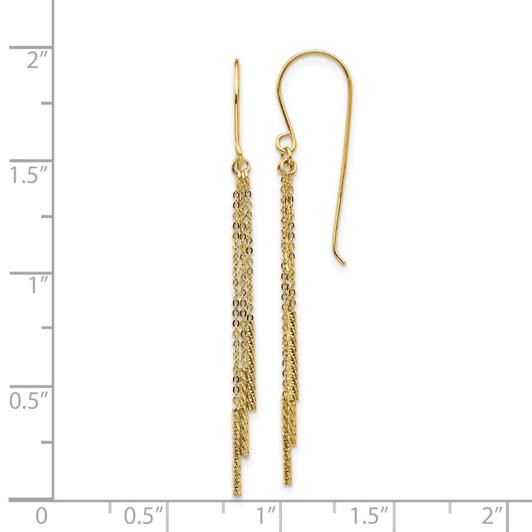 Lovely Rita's Earrings 14K Yellow Gold Bold Polished 3 mm Chain Bar Shepherd Hook Earrings