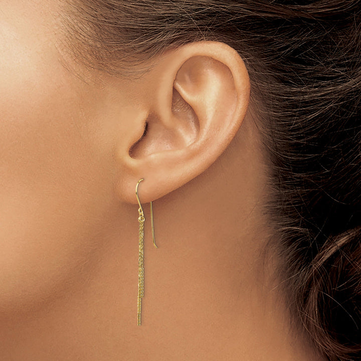 Lovely Rita's Earrings 14K Yellow Gold Bold Polished 3 mm Chain Bar Shepherd Hook Earrings