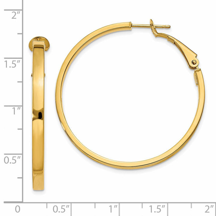 Lovely Rita's Earrings 14K Yellow Gold Bold Polished 41mm Square Tube Omega Hoops