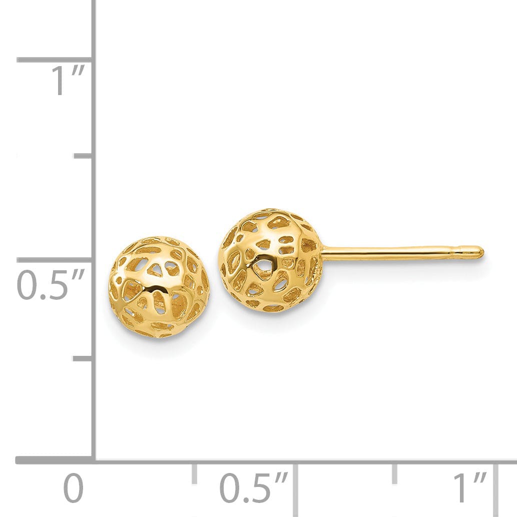 Lovely Rita's Earrings 14K Yellow Gold Bold Polished 6.5mm Fancy Ball Post Earrings