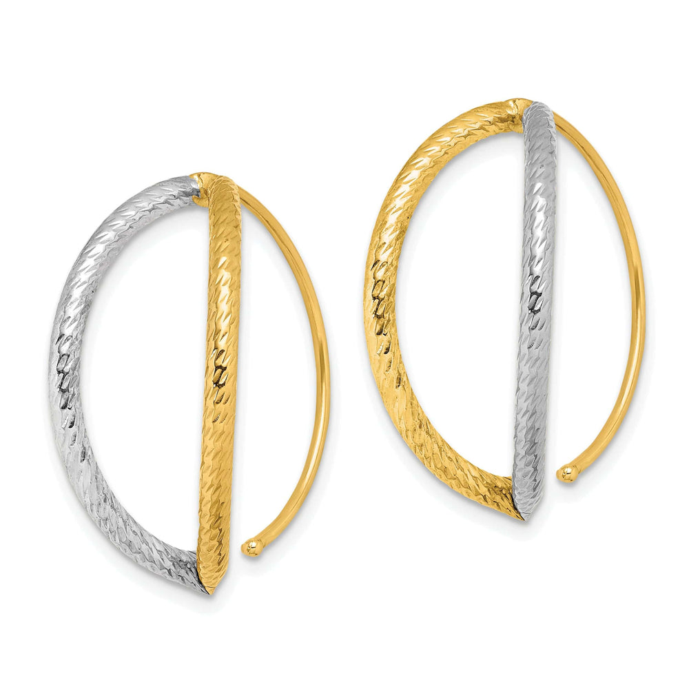 Lovely Rita's Earrings 14K Yellow Gold Bold Rhodium Diamond-Cut 24.5mm Threader Earrings