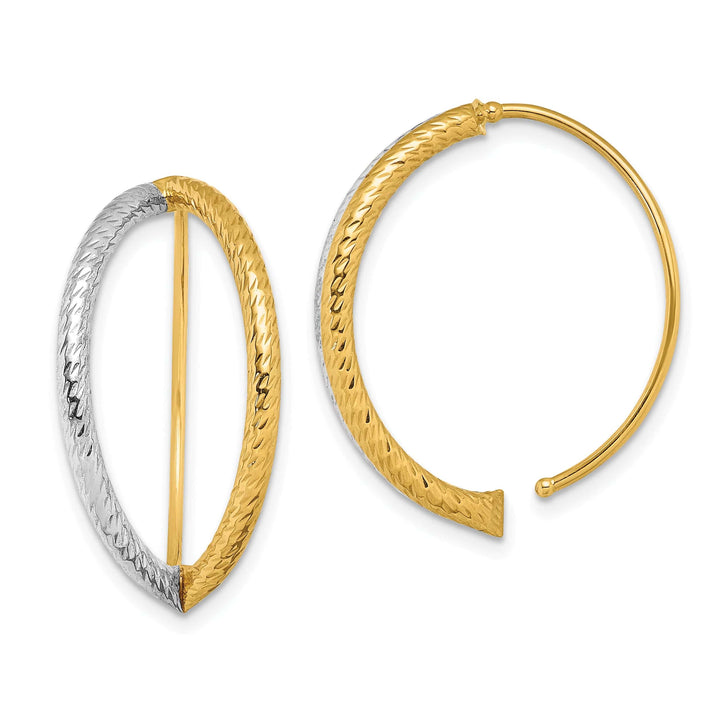 Lovely Rita's Earrings 14K Yellow Gold Bold Rhodium Diamond-Cut 24.5mm Threader Earrings