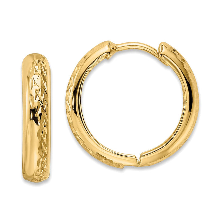 Lovely Rita's Earrings 14K Yellow Gold Brilliant Polished 15.2mm 3x15mm Hinged Hoop Earrings