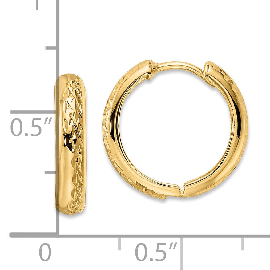 Lovely Rita's Earrings 14K Yellow Gold Brilliant Polished 15.2mm 3x15mm Hinged Hoop Earrings