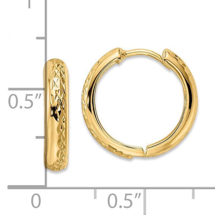 Lovely Rita's Earrings 14K Yellow Gold Brilliant Polished 15.2mm 3x15mm Hinged Hoop Earrings