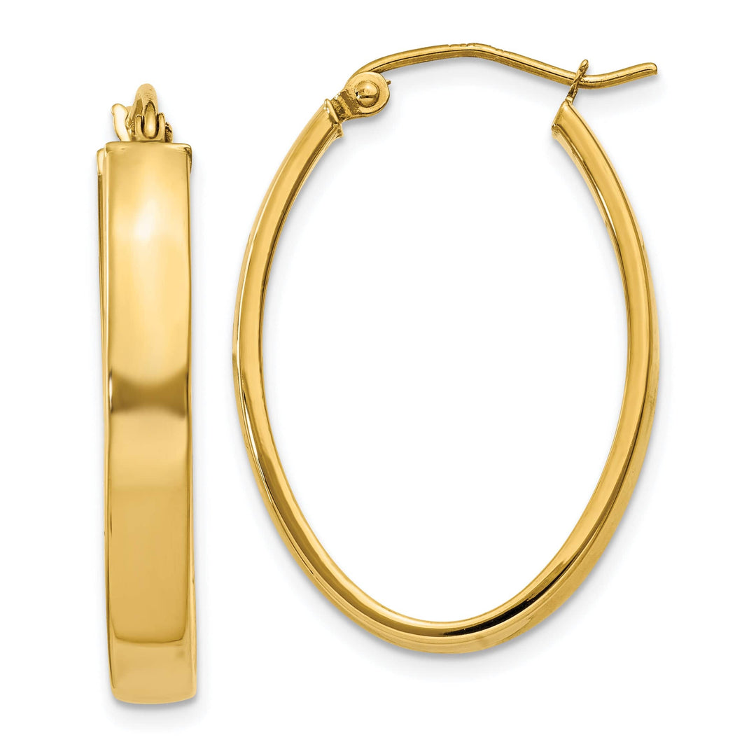 Lovely Rita's Earrings 14K Yellow Gold Brilliant Polished 19.5 mm Oval Tube Hoop Earrings