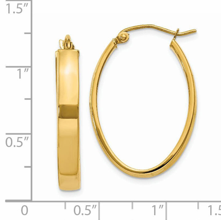 Lovely Rita's Earrings 14K Yellow Gold Brilliant Polished 19.5 mm Oval Tube Hoop Earrings