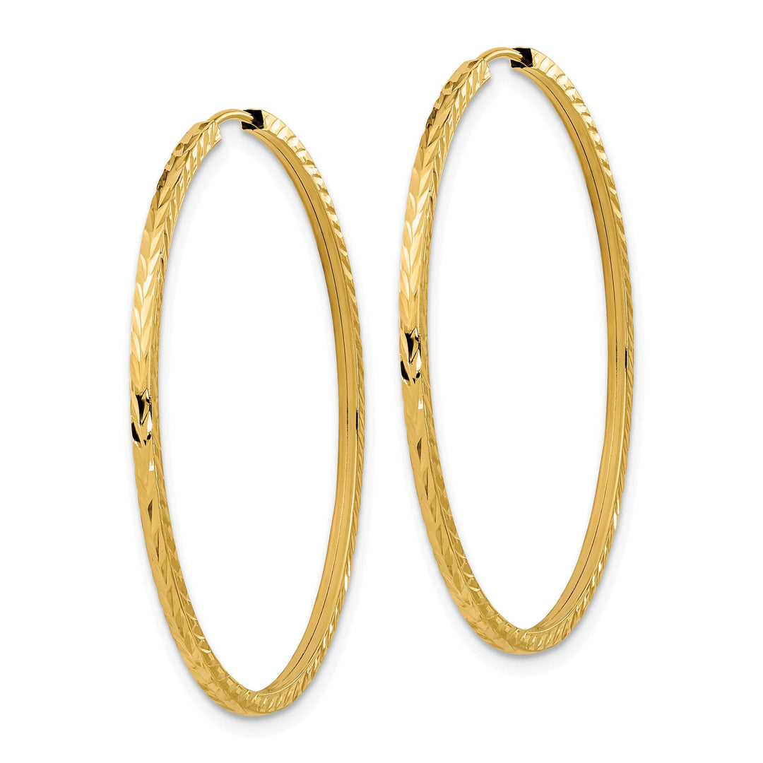 Lovely Rita's Earrings 14K Yellow Gold Chic D.C Square-Tube 1.35x40mm Endless Hoop Earrings