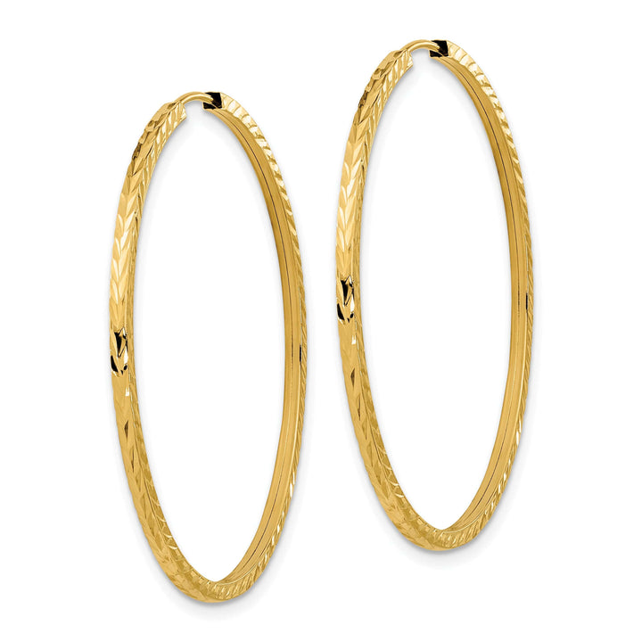 Lovely Rita's Earrings 14K Yellow Gold Chic D.C Square-Tube 1.35x40mm Endless Hoop Earrings