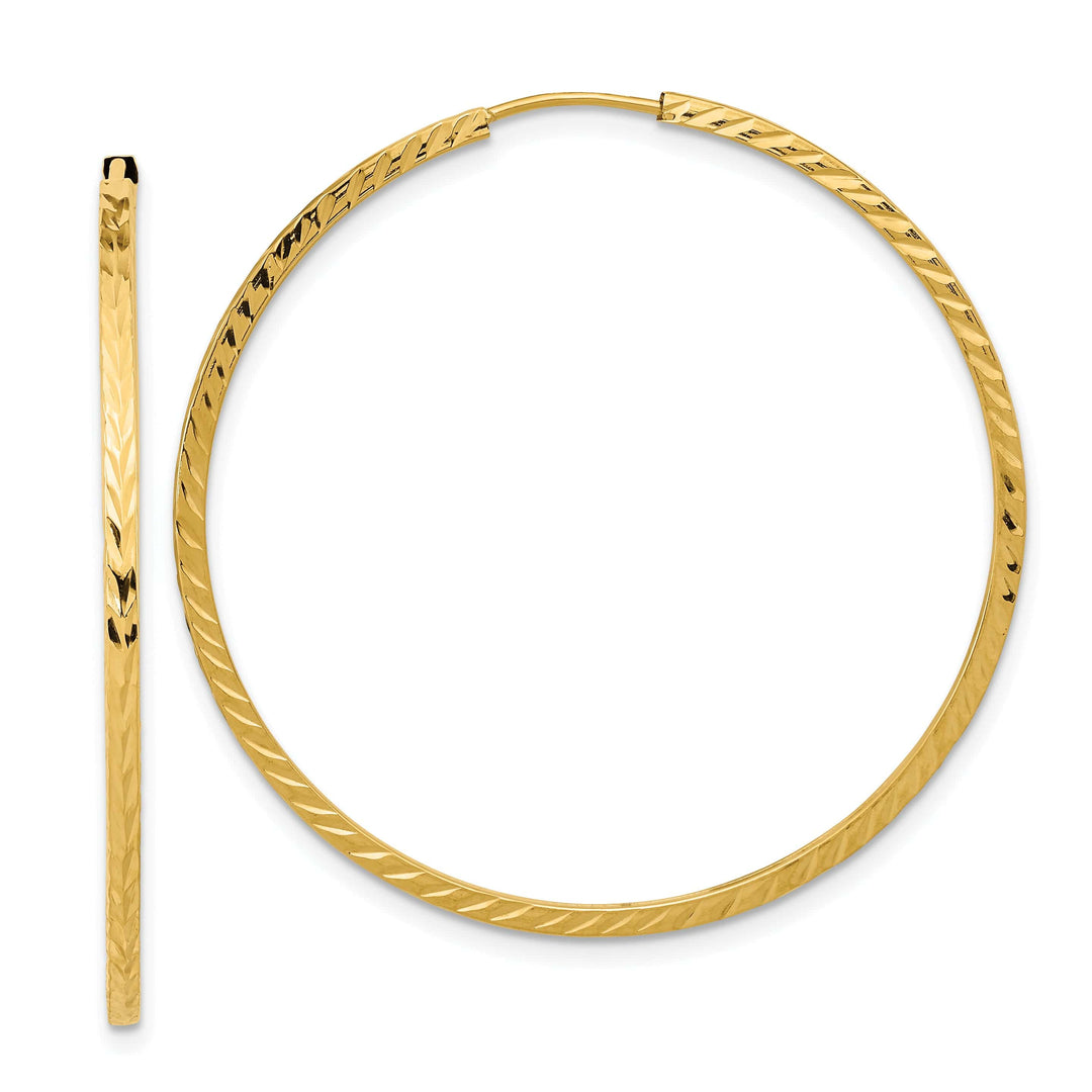 Lovely Rita's Earrings 14K Yellow Gold Chic D.C Square-Tube 1.35x40mm Endless Hoop Earrings