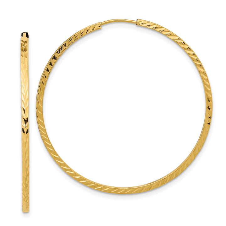 Lovely Rita's Earrings 14K Yellow Gold Chic D.C Square-Tube 1.35x40mm Endless Hoop Earrings