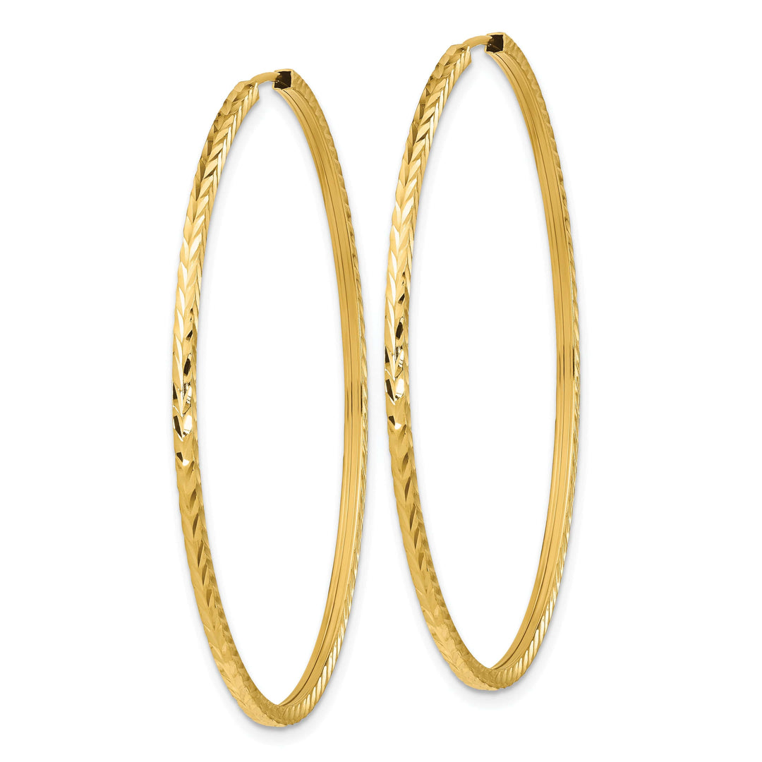 Lovely Rita's Earrings 14K Yellow Gold Chic D.C Square-Tube 1.35x50mm Endless Hoop Earrings