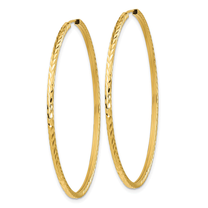 Lovely Rita's Earrings 14K Yellow Gold Chic D.C Square-Tube 1.35x50mm Endless Hoop Earrings