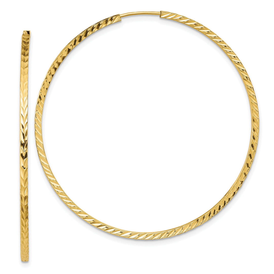 Lovely Rita's Earrings 14K Yellow Gold Chic D.C Square-Tube 1.35x50mm Endless Hoop Earrings