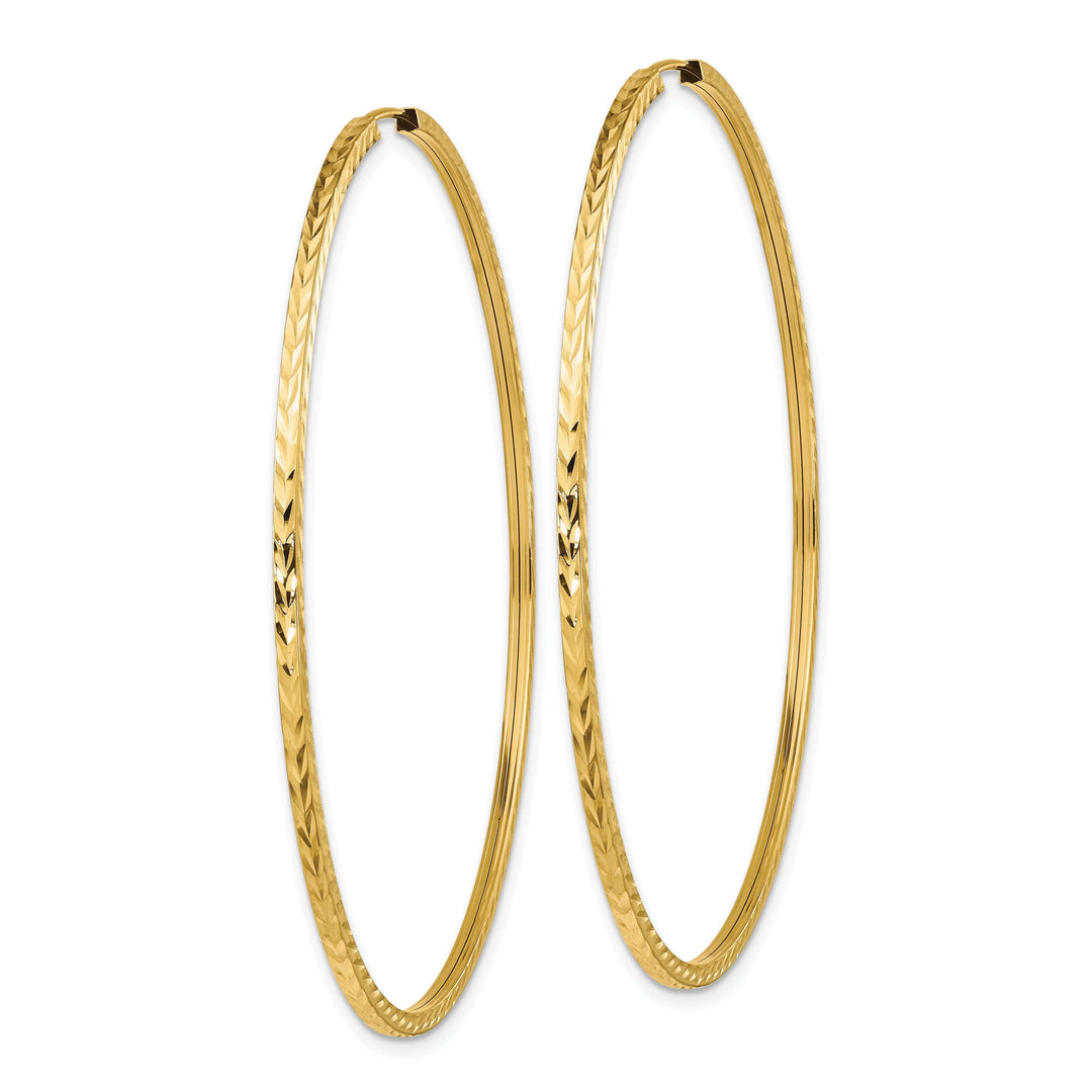 Lovely Rita's Earrings 14K Yellow Gold Chic D.C Square-Tube 1.35x60mm Endless Hoop Earrings