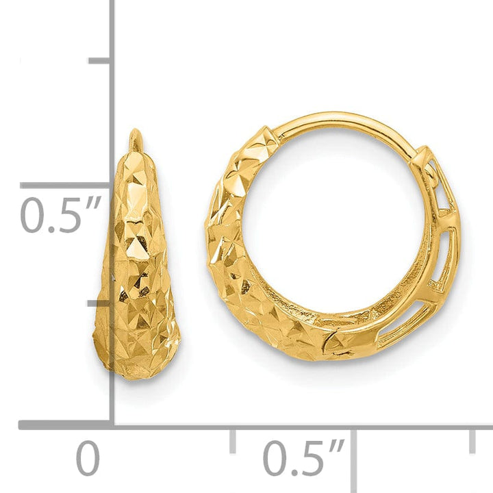 Lovely Rita's Earrings 14K Yellow Gold Chic Diamond-Cut 14mm Hinged Hoop Earrings